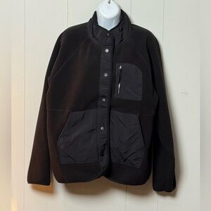 Te Verde Women’s Black Fleece Full Snap Three Pocket Jacket Size XL